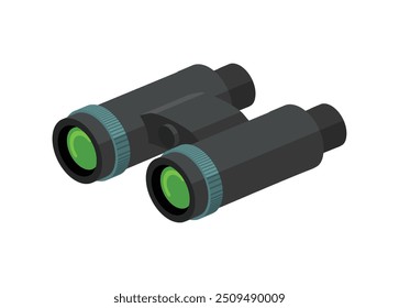 Binocular en vista isométrica. Ilustración plana simple.
