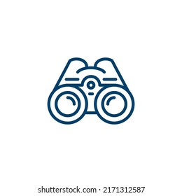 Binokulares Zeilensymbol. lineares Stilzeichen für mobiles Konzept und Webdesign. Rahmenvektorsymbol. Symbol, Logo-Abbildung. Vektorgrafik