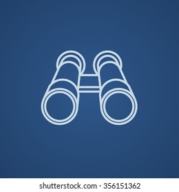 Binocular line icon for web, mobile and infographics. Vector light blue icon isolated on blue background.