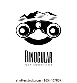 Binocular logo and sign for adventure