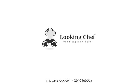 Binocular logo vector design combined with a chef hat, with a unique and attractive style