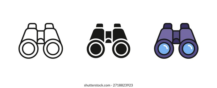 Conjunto de ícones binóculos óticos. Ilustração binóculos.