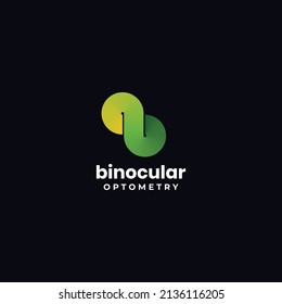 logotipo de optometría binocular, estilo infinito con vector inicial b