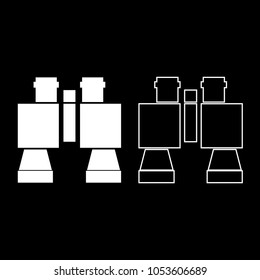 Binocular pair of glasses icon set white color