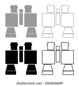 Binocular pair of glasses icon set grey black color