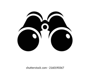 Binocular en perspectiva. Ilustración simple en blanco y negro.