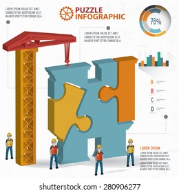 Binocular puzzle info graphic design,three dimension,clean vector