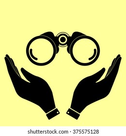 Binocular sign. Flat style icon vector illustration.