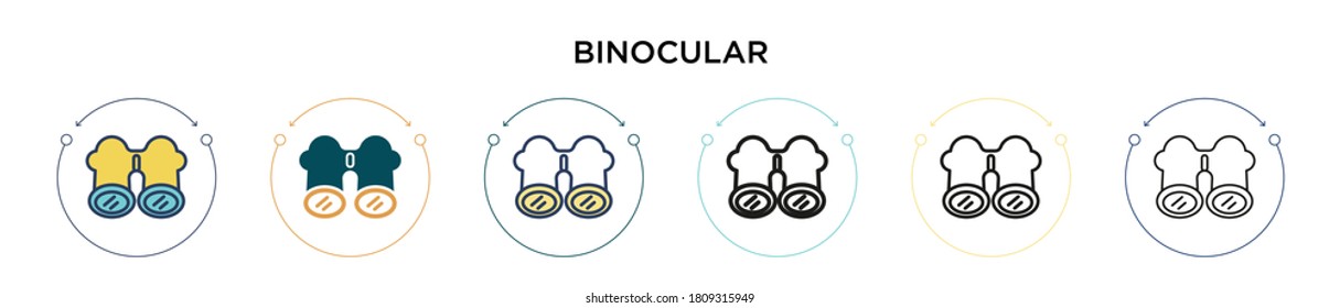 Binocular sign icon in filled, thin line, outline and stroke style. Vector illustration of two colored and black binocular sign vector icons designs can be used for mobile, ui, web