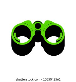 Binocular sign illustration. Vector. Green 3d icon with black side on white background. Isolated.