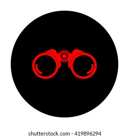 Binocular sign. Red vector icon