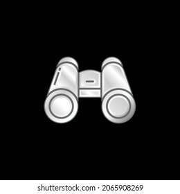 Icono metálico binocular plateado