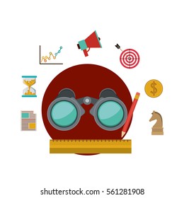 Binocular and social media icon set 