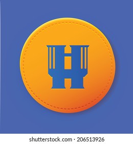 Binocular symbol on yellow button,vector
