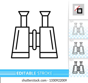 Binocular thin line icon. Optical Equipment banner in flat style. Search poster. Linear pictogram. Simple illustration outline symbol. Vector sign isolated on white. Editable stroke icons without fill