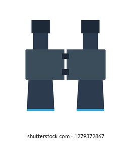 Binocular top view equipment optical sign tool object. Vector icon navigation surveillance guard watching concept