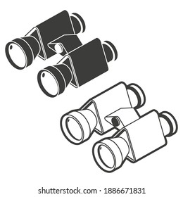 Binocular vector black icons set isolated on a white background.