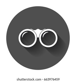 Binocular vector icon. Binoculars explore flat illustration with long shadow.