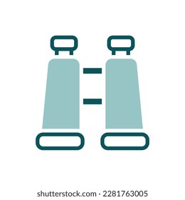 Icono de vector binocular. Cartel de camping y senderismo. Símbolo gráfico del sitio web de viajes y turismo y diseño de aplicaciones, logotipo, aplicación, interfaz de usuario