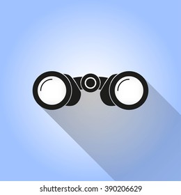Binocular   vector icon with long shadow.  Illustration  for graphic and web design.