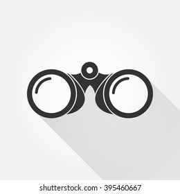 Binocular   vector icon with long shadow.  Illustration  for graphic and web design.