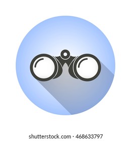 Binocular vector icon with long shadow. Illustration isolated for graphic and web design.
