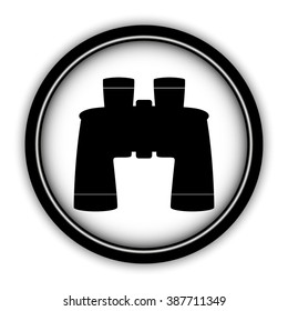 Binocular - vector icon; round  button with shadow