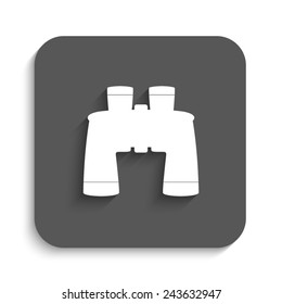 Binocular - vector icon with shadow on a grey button