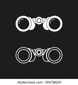 Binocular   vector icon. White illustration isolated on black background for graphic and web design.