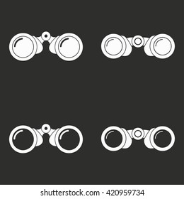 Binocular   vector icon. White illustration isolated on black background for graphic and web design.