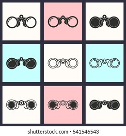 Binocular vector icons set. Illustration isolated for graphic and web design.