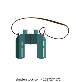 Binocular vector illustration. Strap, lens, tool. Camping concept. Vector illustration can be used for topics like expedition, trekking, army, discovery