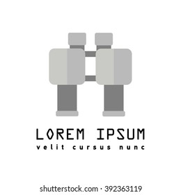 Binocular vector logo or symbol icon. Hiking equipment. Modern vector logo pictogram
