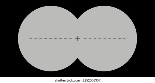 Binocular view illustration on white backboard for design. Sniper vision vector symbol.