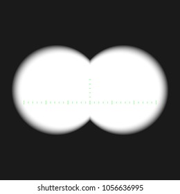 binocular view with measurement marks, isolated on transparent background. Rifle scope template.