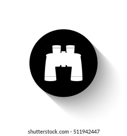 Binocular - white vector  icon with shadow