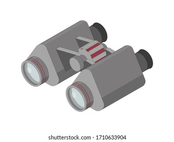 Binoculars 3D isometric vector icon isolated on white background