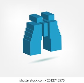 binoculars 3d vector pixel logo