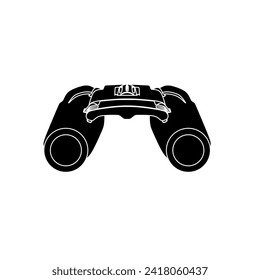 Binoculars in black fill icon vector illustration. Travel equipment design element in trendy style. Editable graphic resources for many purposes.