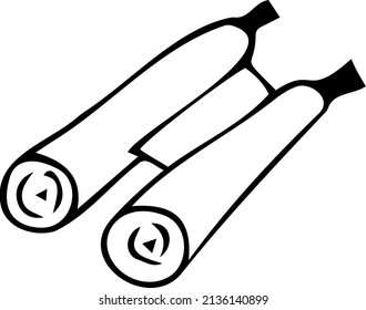 Binoculars. Black and white vector illustration, hand-drawn. Isolated object on a white background. Clipart, template, sketch.