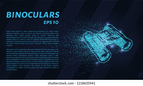 Binoculars of blue glowing dots. Binoculars vector illustration