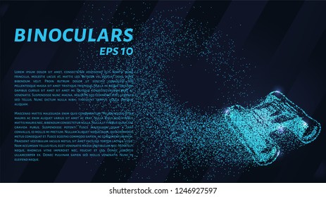 Binoculars of blue glowing dots. Binoculars vector illustration