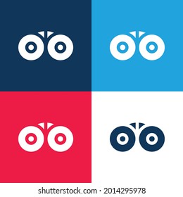Binoculars blue and red four color minimal icon set