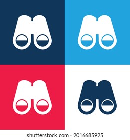 Binoculars blue and red four color minimal icon set