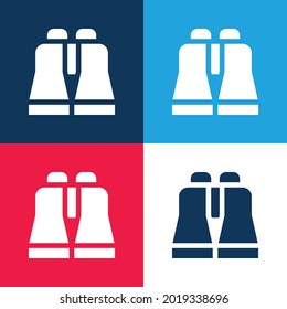 Binoculars blue and red four color minimal icon set