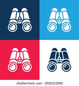 Binoculars blue and red four color minimal icon set