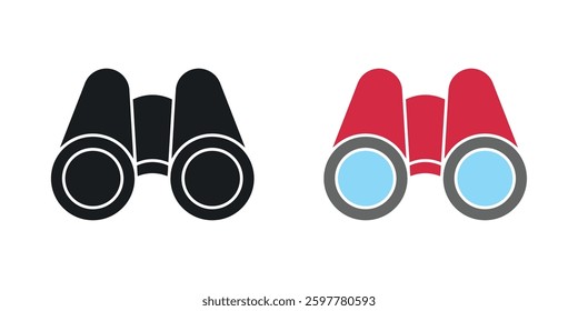 Binoculars colored icon set. Stock Vector