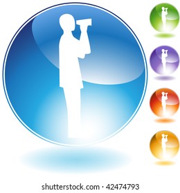 Binoculars concept crystal icon isolated on a white background.