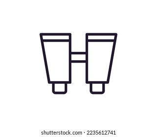 Binoculars concept. Single premium editable stroke pictogram perfect for logos, mobile apps, online shops and web sites. Vector symbol isolated on white background. 