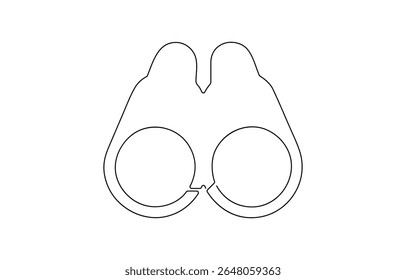 binoculars continuous one line drawing of pro vector illustration. Hunting Binoculars Continuous Line Editable Stroke Line, Black and White Cartoon binoculars picture for children This is a vector.
